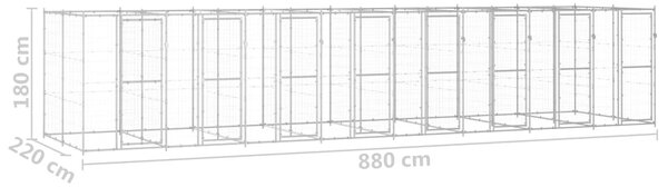 Venkovní psí kotec pozinkovaná ocel 19,36 m² 3082288
