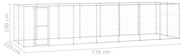 Venkovní psí kotec pozinkovaná ocel 16,94 m² 3082310
