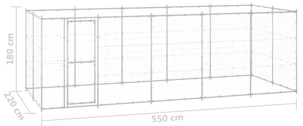 Venkovní psí kotec pozinkovaná ocel 12,1 m² 3082309