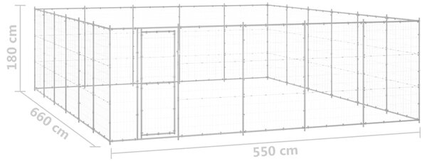 Venkovní psí kotec pozinkovaná ocel 36,3 m² 3082329