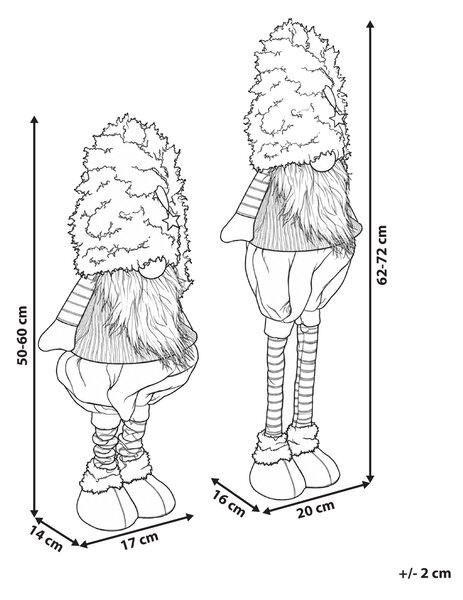 Sada 2 vánočních dekorací SAARIOINEN 50-60/62-72 cm Skřítek Červená/Zelená