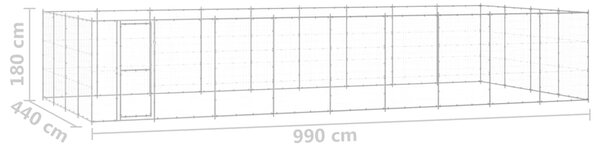 Venkovní psí kotec pozinkovaná ocel 43,56 m² 3082321
