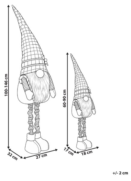 Sada 2 vánočních dekorací KLAUKKALA 60-90/100-146 cm Skřítek Vícebarevná