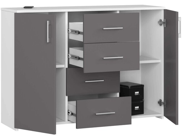 Ak furniture Komoda TORVI K 110 cm matná bílá/matná grafitově šedá