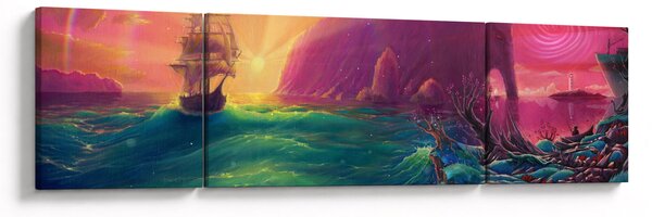 Obraz - Olejomalba, Plavba do fantastické říše (170x50 cm)