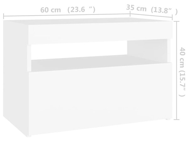 Noční stolek s LED osvětlením bílý 60x35x40 kompozitní dřevo 3082774
