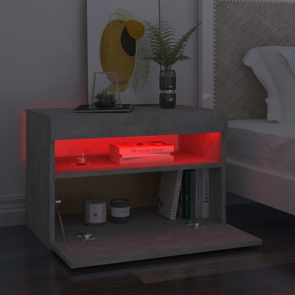 Noční stolek s LED osvětlením betonově šedý 60 x 35 x 40 cm 3082782