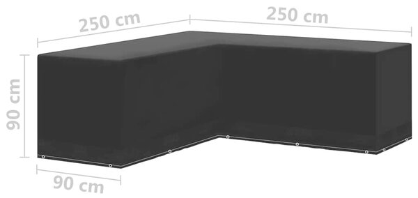 Plachty na zahradní nábytek 2 ks tvar L 12 oček 250x250x90 cm 3082835
