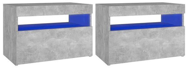 Noční stolky s LED osvětlením 2 ks betonově šedé 60x35x40 cm 3082783