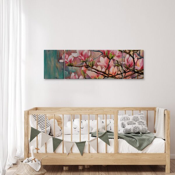 Obraz - Olejomalba, Rozkvetlá sakura (170x50 cm)