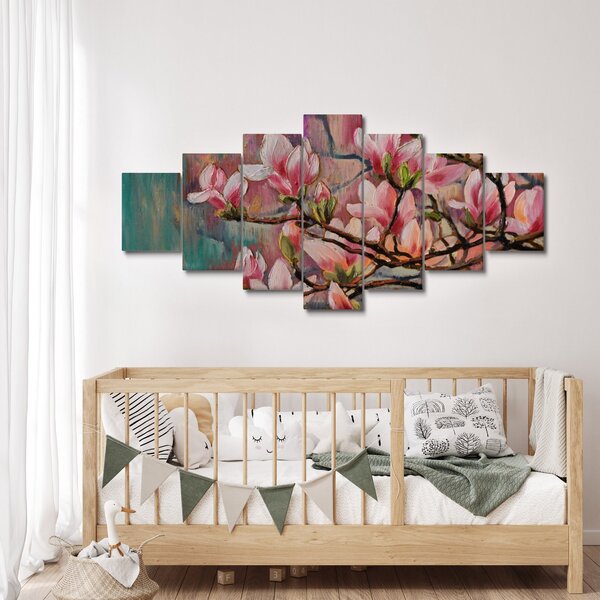 Obraz - Olejomalba, Rozkvetlá sakura (210x100 cm)