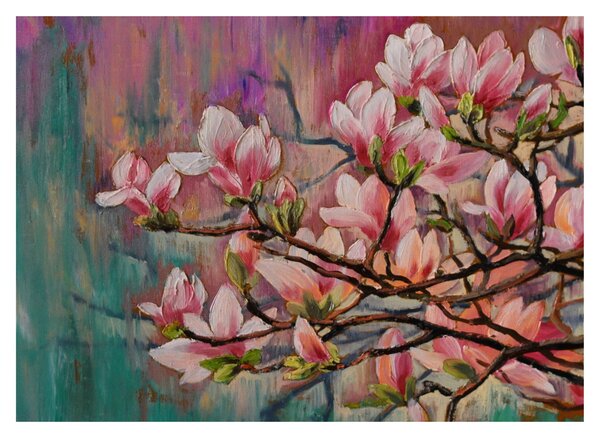 Obraz - Olejomalba, Rozkvetlá sakura (70x50 cm)