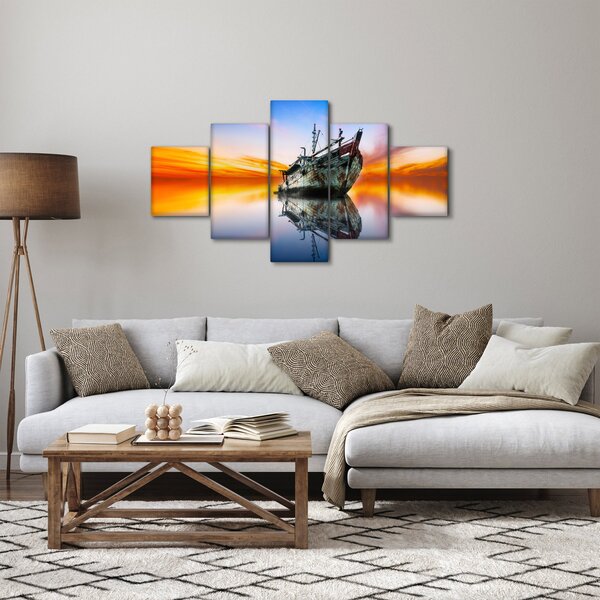 Obraz - Svítání nad vrakem lodi (125x70 cm)
