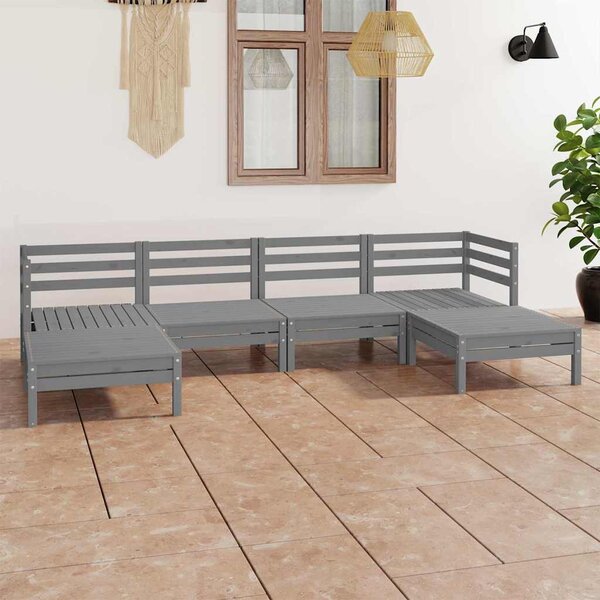 6dílná zahradní sedací souprava šedá masivní borovice 3083336