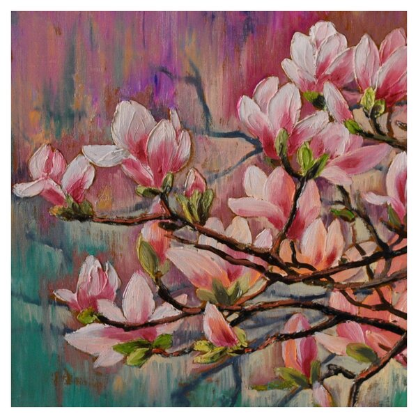 Obraz - Olejomalba, Rozkvetlá sakura (30x30 cm)