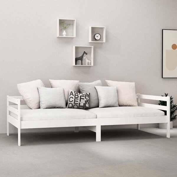 Válenda s matrací 90 x 200 cm bílá masivní borové dřevo 3083575