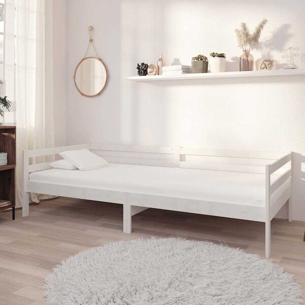 Válenda s matrací 90 x 200 cm bílá masivní borové dřevo 3083575