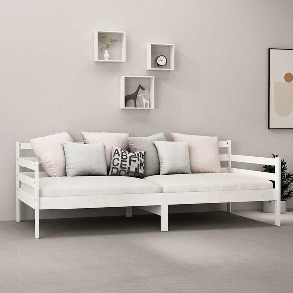 Denní postel s matrací 90 x 200 cm bílá masivní borové dřevo 3083600