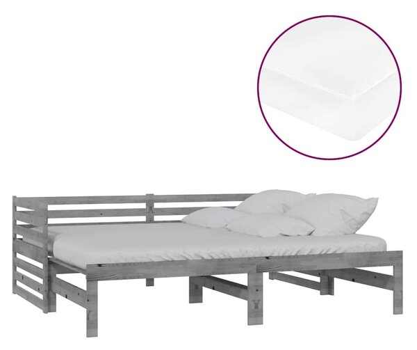 Výsuvná denní postel 2 × (90x200 cm) šedá masivní borové dřevo 3083671