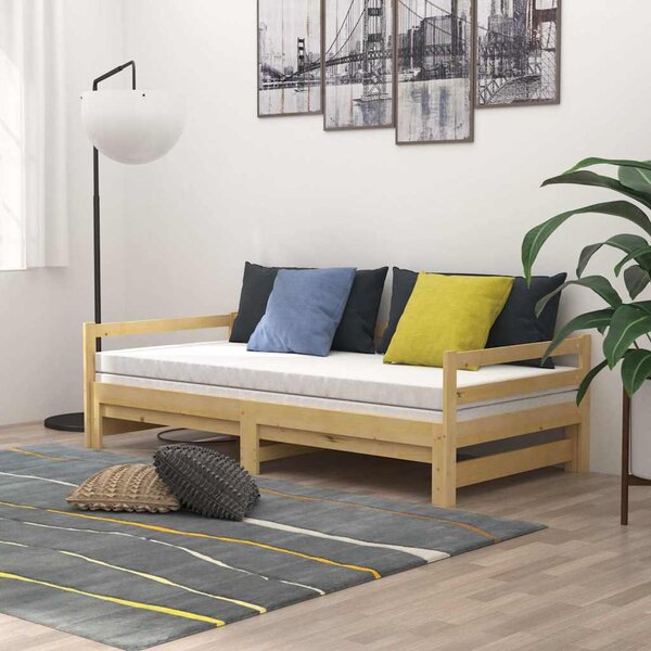 Výsuvná válenda 2× (90 x 200 cm) masivní borové dřevo 3083654