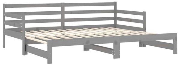 Výsuvná denní postel 2 × (90x200 cm) šedá masivní borové dřevo 3083661