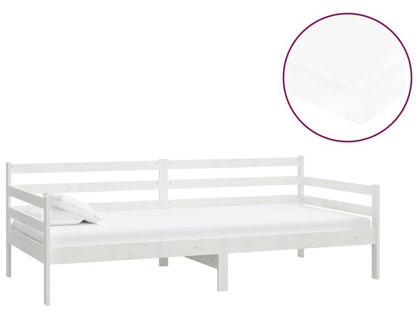 Denní postel s matrací 90 x 200 cm bílá masivní borové dřevo 3083600