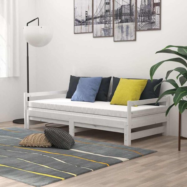 Výsuvná válenda 2 x (90 x 200) cm bílá masivní borovice 3083655