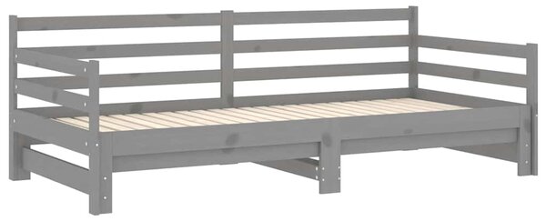 Výsuvná denní postel 2 × (90x200 cm) šedá masivní borové dřevo 3083661