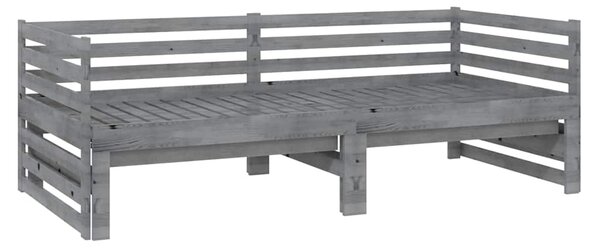 Výsuvná denní postel 2 × (90x200 cm) šedá masivní borové dřevo 3083671