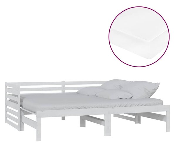 Výsuvná denní postel 2 × (90x200 cm) bílá masivní borové dřevo 3083670