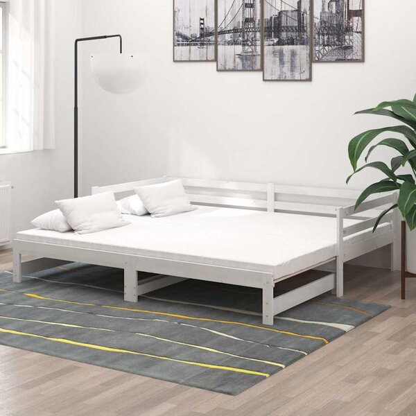 Výsuvná válenda 2 x (90 x 200) cm bílá masivní borovice 3083655