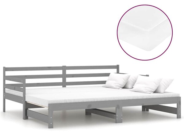Výsuvná denní postel 2 × (90x200 cm) šedá masivní borové dřevo 3083661