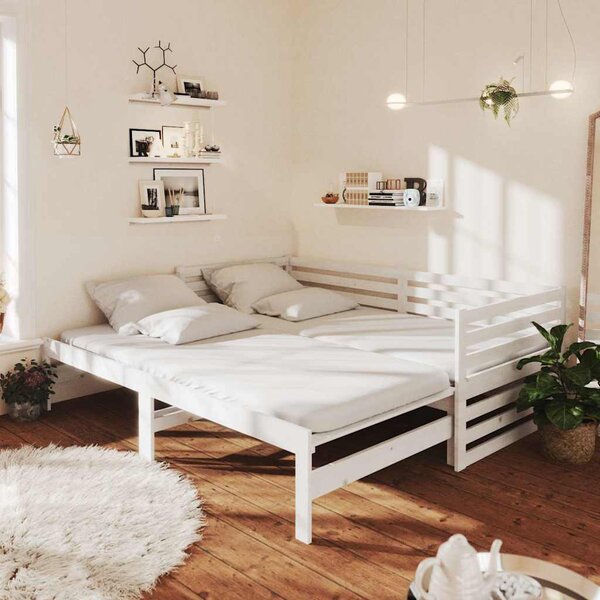 Výsuvná denní postel 2 × (90x200 cm) bílá masivní borové dřevo 3083670