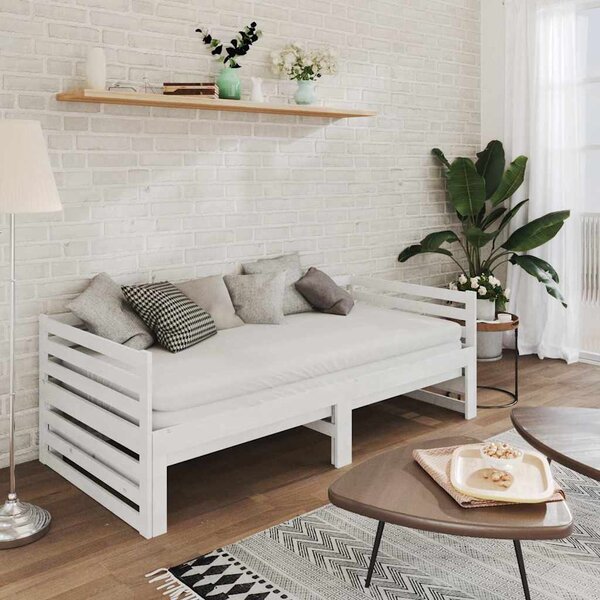 Výsuvná denní postel 2 × (90x200 cm) bílá masivní borové dřevo 3083670