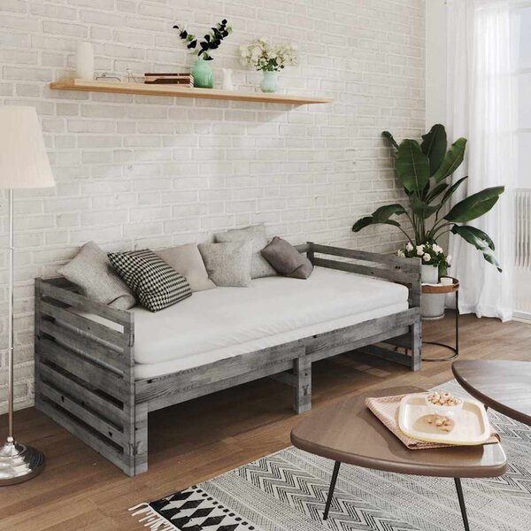 Výsuvná denní postel 2 × (90x200 cm) šedá masivní borové dřevo 3083671