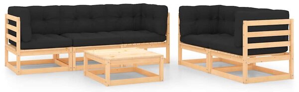 6dílná zahradní sedací souprava s poduškami masivní borovice 3083743