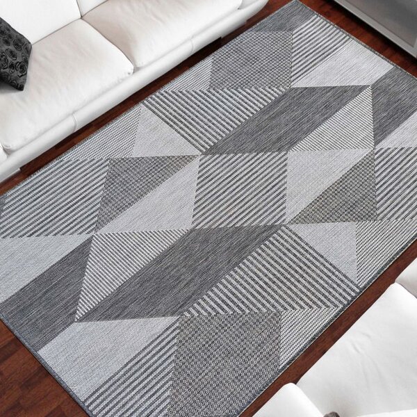Makro Abra Kusový koberec sysalový oboustranný ZARA 16 geometrický šedý Rozměr: 80x150 cm