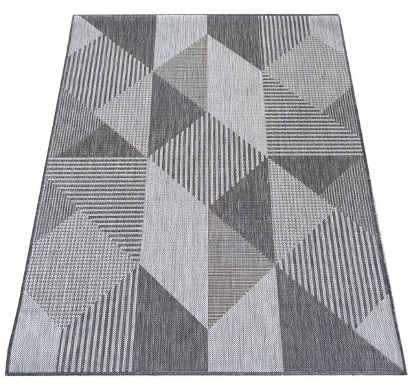 Makro Abra Kusový koberec sysalový oboustranný ZARA 16 geometrický šedý Rozměr: 80x150 cm