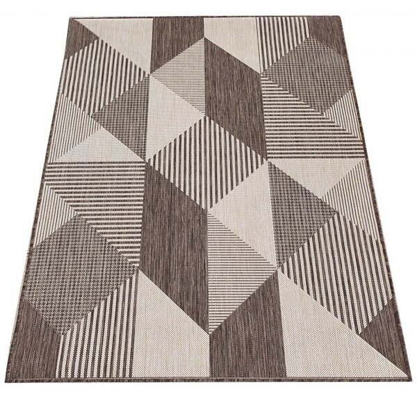 Makro Abra Kusový koberec sysalový oboustranný ZARA 16 Geometrický hnědý Rozměr: 120x170 cm