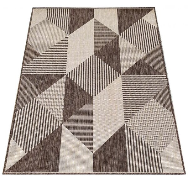 Makro Abra Kusový koberec sysalový oboustranný ZARA 16 Geometrický hnědý Rozměr: 120x170 cm