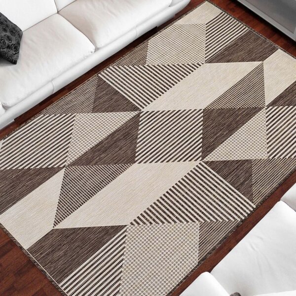 Makro Abra Kusový koberec sysalový oboustranný ZARA 16 Geometrický hnědý Rozměr: 120x170 cm