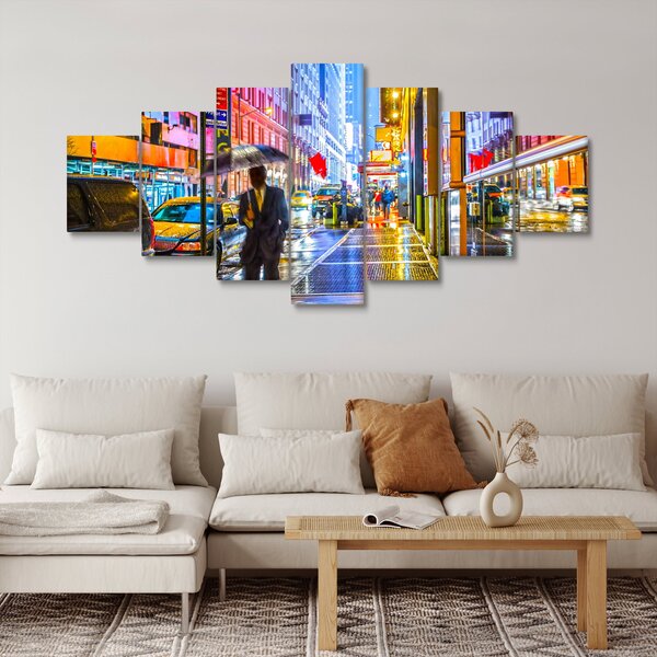 Obraz - Město v neonové záři (210x100 cm)