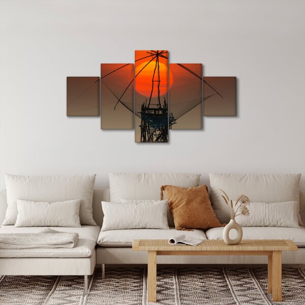 Obraz - Východ slunce, jezero Pakpra (125x70 cm)