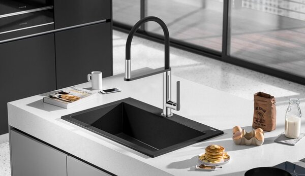 Sapho Sapho, NIMOA stojánková dřezová baterie se sprškou, chrom/gun metal, MA640GM