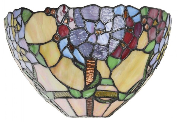 Nástěnná lampa Tiffany Evelien zeleno béžová s florálním motivem – 30x15x18 cm