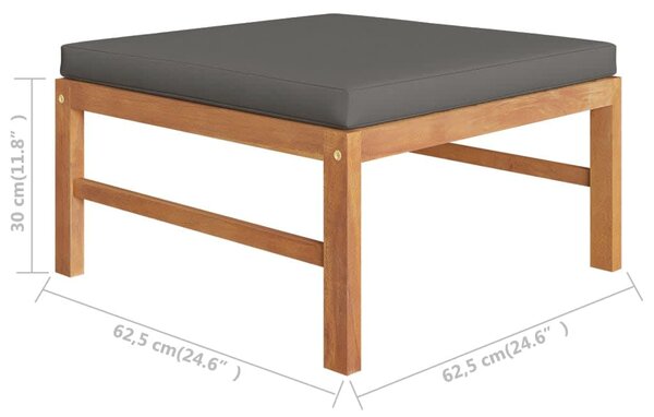 4dílná zahradní sedací souprava šedé podušky masivní teak 3087249