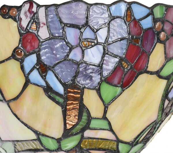 Nástěnná lampa Tiffany Evelien zeleno béžová s florálním motivem – 30x15x18 cm