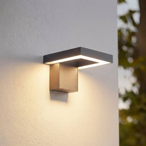 Lindby LED venkovní nástěnné svítidlo Orbin, šedé, naklápěcí, IP54, Hliník / šedá / zinek, Hliník, Moderní