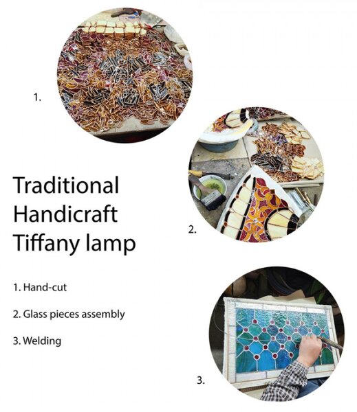 Béžové skleněné stínidlo lampy Tiffany Joos – 50x25 cm