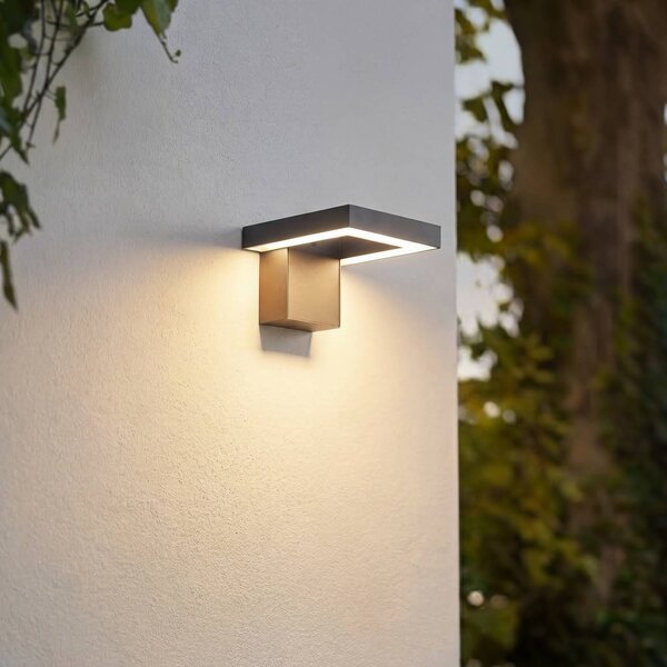 Lindby LED venkovní nástěnné svítidlo Orbin, šedé, naklápěcí, IP54, Hliník / šedá / zinek, Hliník, Moderní